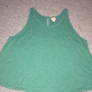 Blue/green tank top with lace detail